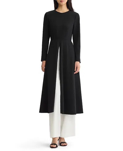 Ming Wang X Anna Marie Modern Longline Slit Blouse In Black