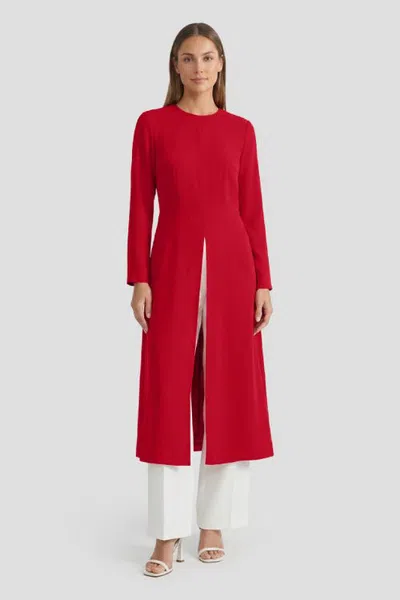 Ming Wang X Anna Marie Modern Longline Slit Blouse In Holiday