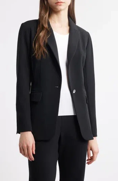 Ming Wang X Tanya Foster Deco Crepe One-button Blazer In Black