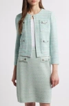 Ming Wang X Tanya Foster Heritage Fit Textured Stitch Knit Jacket In Green