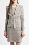 Ming Wang X Tanya Foster Tailored Fit Tweed Jacket In Limestone/white/black