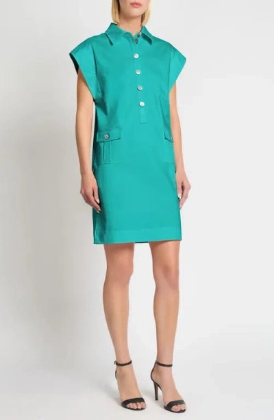 Ming Wang X Tanya Foster Utility Shift Dress In Emerald Awe