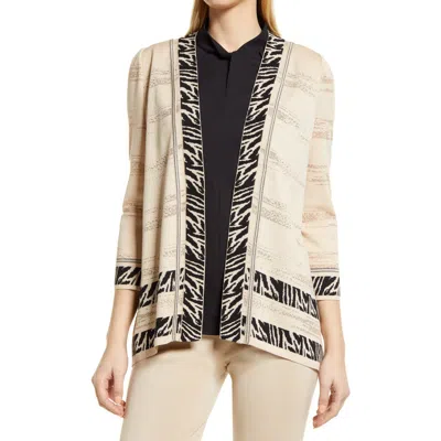 Ming Wang Zebra Trim Sheer Knit Draped Jacket