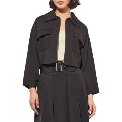 Ming Wang Zip Front Crop Jacket In Black