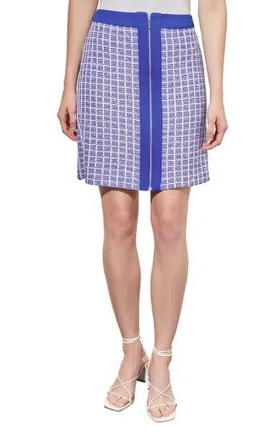Ming Wang Zip-up A-line Skirt In Blue