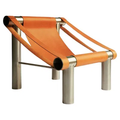 Pre-owned Mingardo Eso Armchair In Satin Stainless-steel By Andrea Tognon For  In Orange