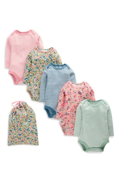 Mini Boden Babies'  5-pack Assorted Long Sleeve Cotton Bodysuits In Multi