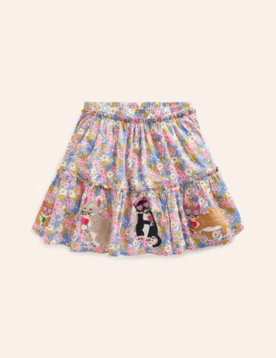 Mini Boden Kids' Appliqué Skirt Festival Pink Nautical Cats Girls Boden In Multi