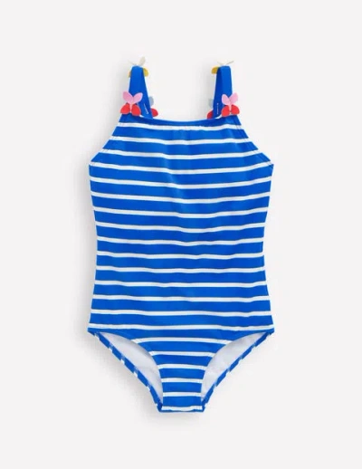 Mini Boden Kids' Applique Strap Swimsuit Gallery Blue Stripe Butterfly Girls Boden