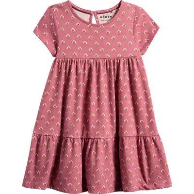 Mini Boden Kids'  Ariel Floral Print Jersey Dress In Brown