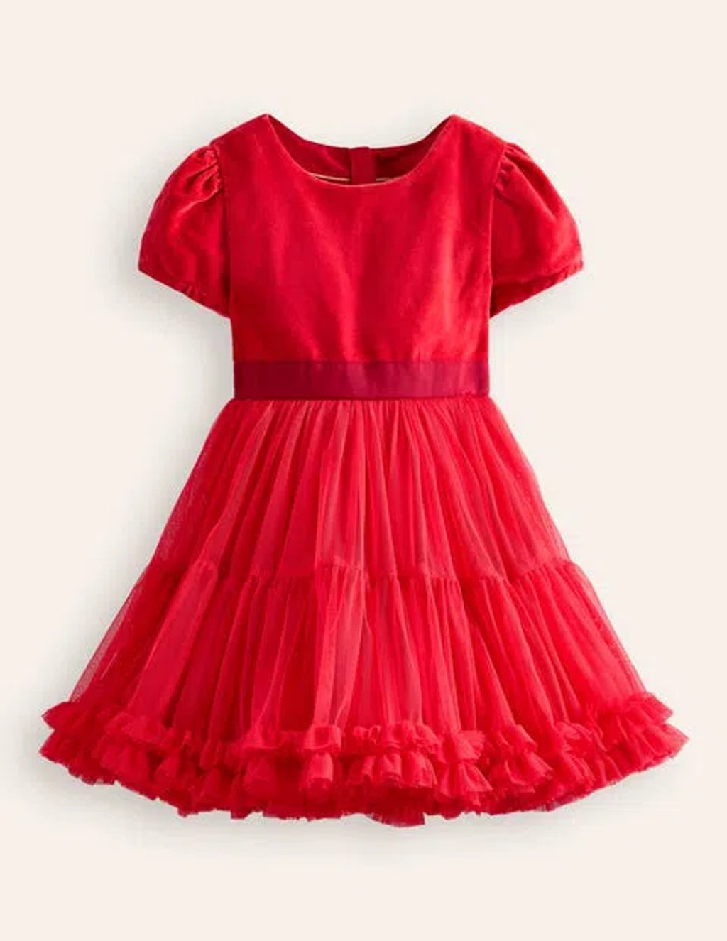 knee length dresses for ladies Mini Boden Girls Ruby Ruched Velvet Long-Sleeved Christmas Dress