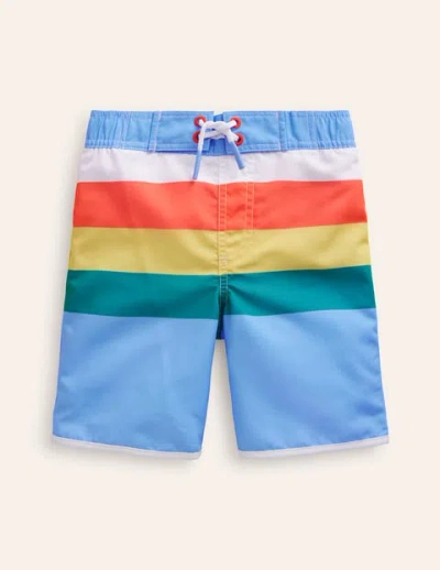 Mini Boden Kids' Board Shorts Surf Blue Multi Stripe Boys Boden