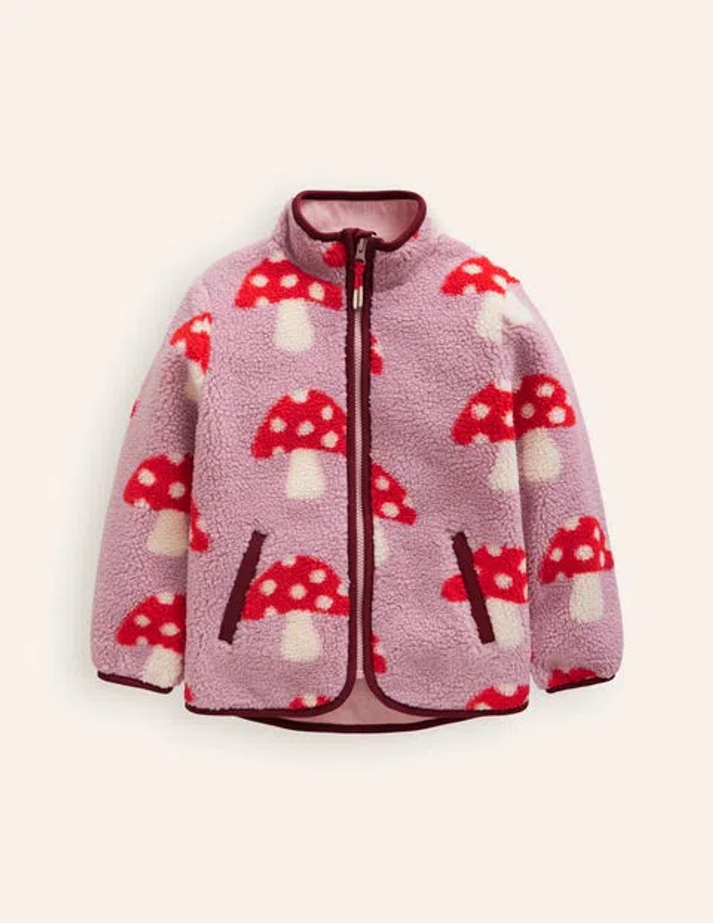 Mini Boden Kids' Borg Zip-through Jacket Vintage Pink Large