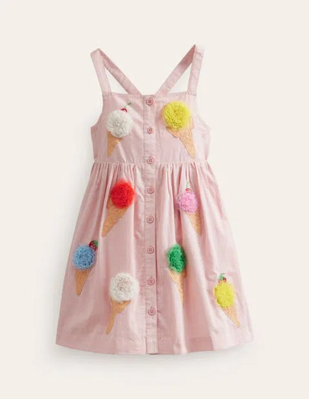 Mini Boden Kids' Button Through Logo Dress Ballet Pink Ice Creams Girls  Boden | ModeSens