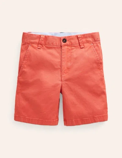 Mini Boden Kids' Classic Chino Shorts Coral Pink Boys Boden In Orange