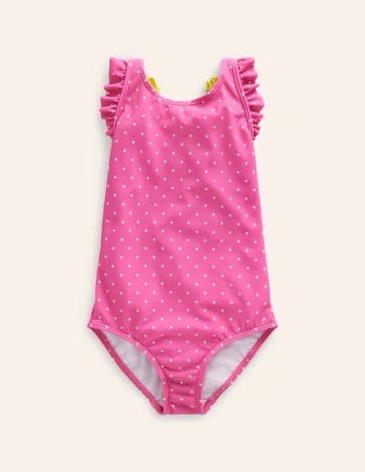 Mini Boden Kids' Corsage Strap Swimsuit Strawberry Pink Girls Boden