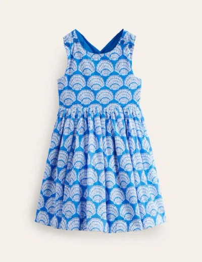 Mini Boden Kids' Cross-back Dress Blue Seashells Girls Boden