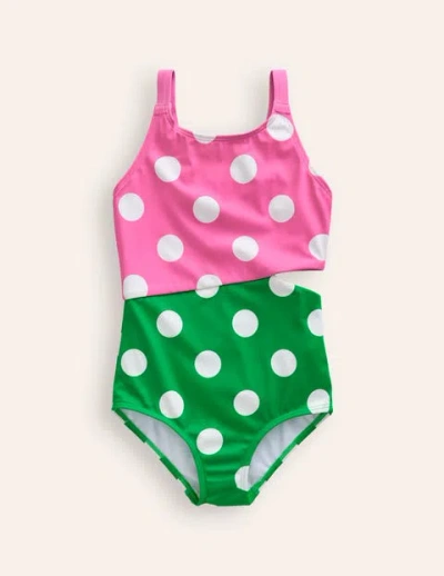 Mini Boden Kids' Cut Out Swimsuit Strawberry/ Runner Bean Girls Boden