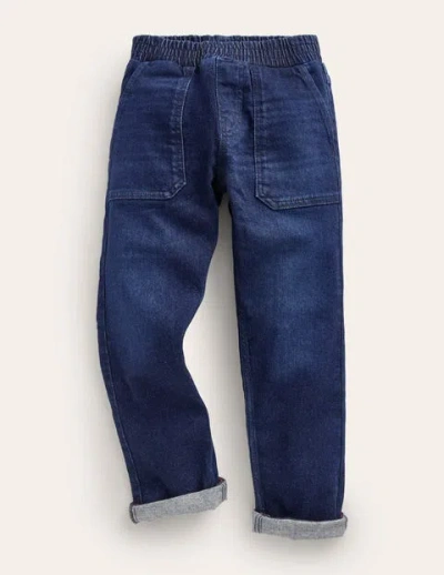 Mini Boden Kids' Denim Pull On Jeans Dark Wash Boys Boden In Burgundy