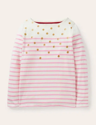 Mini Boden Kids' Ella Breton Tickled Pink/ivory Girls Boden