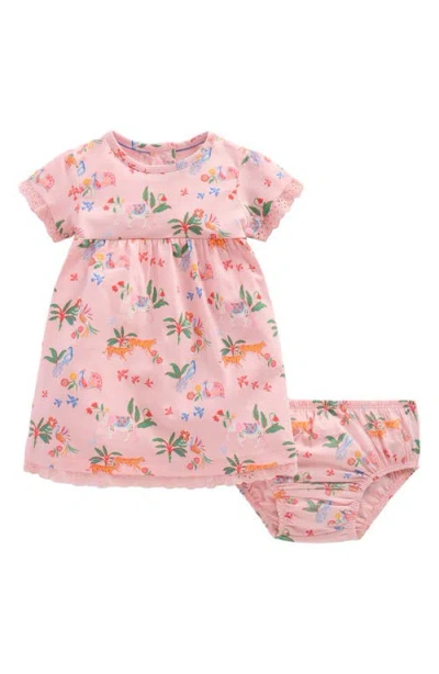 Mini Boden Babies'  Eyelet Trim Cotton Jersey Dress & Bloomers Set In Pink