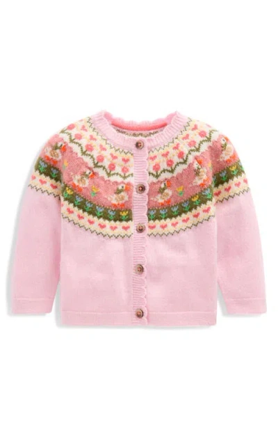 Mini Boden Babies'  Fair Isle Cardigan In Pink