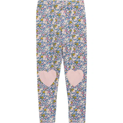 Mini Boden Kids'  Floral Print Heart Appliqué Leggings In Multi