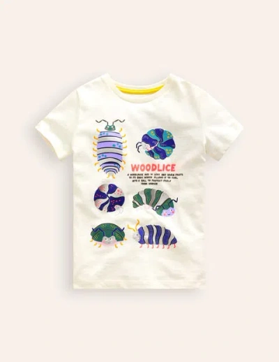 Mini Boden Kids' Foil Printed T-shirt Ivory Woodlice Boys Boden