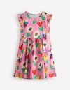 Mini Boden Frill Sleeve Jersey Dress Sugared Lilac Spring Garden Girls Boden In Sugared Lilac Spring Garden