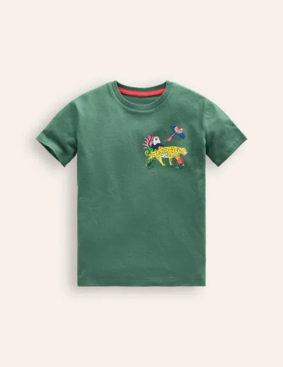 Mini Boden Kids' Front & Back Printed T-shirt Spruce Green Amazon Boys Boden