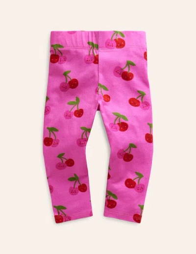 Mini Boden Kids' Fun Cropped Leggings Pink Cherries Girls Boden