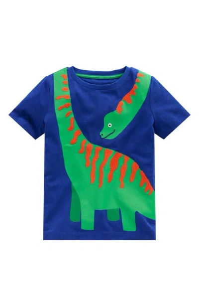 Mini Boden Kids'  Fun Embroidered Cotton Graphic T-shirt In Blue