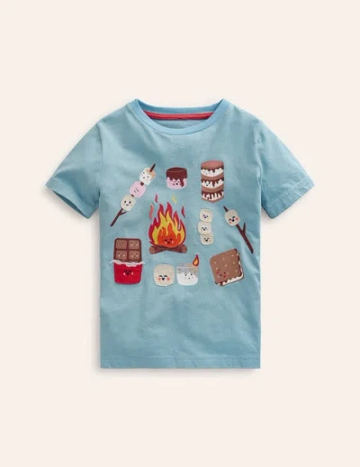Mini Boden Kids' Fun Food T-shirt Duck Egg Blue Smores Boys Boden