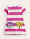 MINI BODEN Fun Pocket Appliqué Tunic Stripe Safari Animal Girls Boden