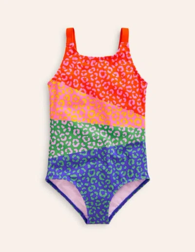 Mini Boden Kids' Fun Printed Swimsuit Multi Leopard Print Girls Boden