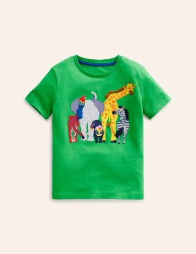 Mini Boden Kids' Funny Animal T-shirt Sapling Green Animals Boys Boden