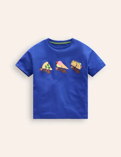 Mini Boden Kids' Funny Logo T-shirt Brilliant Blue Boys Boden