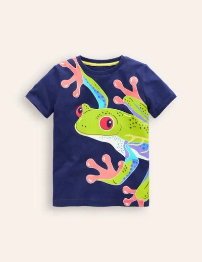 Mini Boden Kids' Glow-in-the-dark Frog T-shirt College Navy Frog Boys Boden