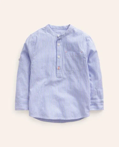 Mini Boden Kids' Grandad Shirt Sapphire Blue Stripe Boys Boden