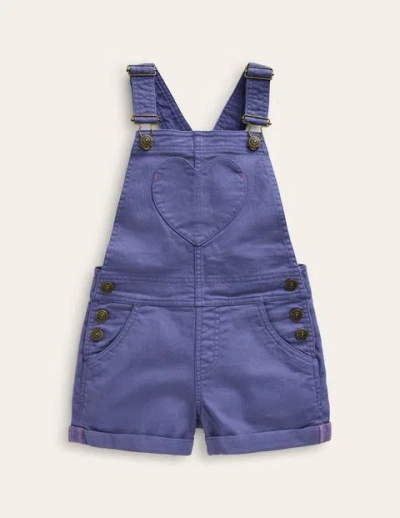 Mini Boden Kids' Heart Pocket Short Overalls Soft Starboard Girls Boden In Purple