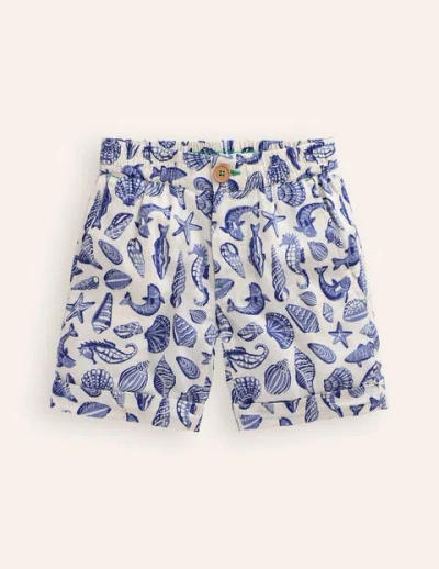 Mini Boden Kids' Holiday Shorts Vintage Blue Seashore Boys Boden