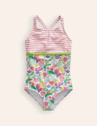 Mini Boden Kids' Hotchpotch Swimsuit Multi Mermaid Ditsy Girls Boden
