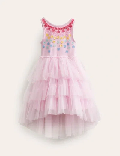 Mini Boden Kids' Jersey Tulle Flutter Dress Sweet Pea Pink Girls Boden