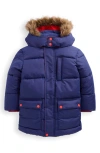 Mini Boden Kids' 2-in-1 Faux Fur Trim Padded Coat In Blue