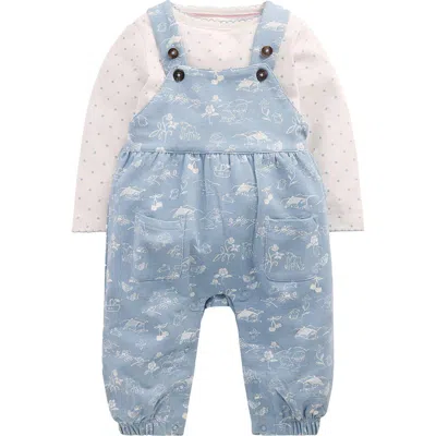 Mini Boden Babies'  Kids' 2-piece Jersey Dungaree Set In Blue
