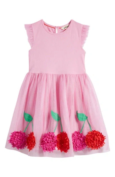 Mini Boden Kids' 3d Cherry Mixed Media Dress In Pink Cherries