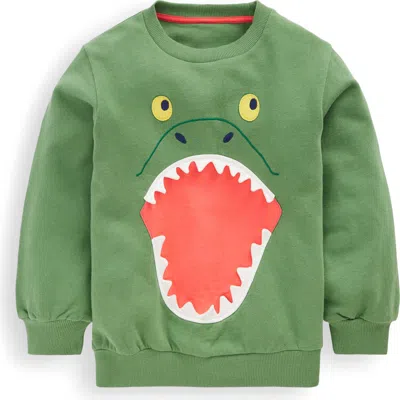 Mini Boden Kids' 3d Dino Cotton Sweatshirt In Green