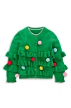 Mini Boden Kids' 3d Fringe Cotton Cardigan In Green