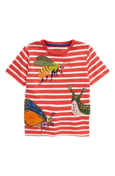 Mini Boden Kids' Allover Print Cotton T-shirt In Oatmeal Marl Tomatoes