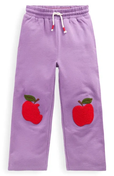 Mini Boden Kids' Apple Appliqué Cotton Joggers In Purple
